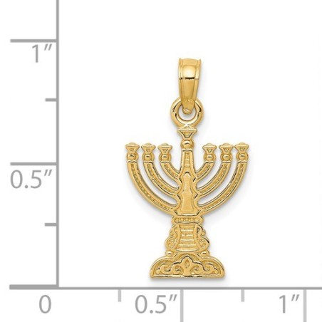 14k Yellow Gold Decorative Menorah Pendant | Jewelry | Judaica