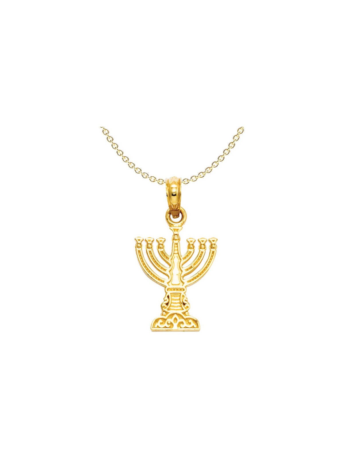 14k Yellow Gold Decorative Menorah Pendant | Jewelry | Judaica