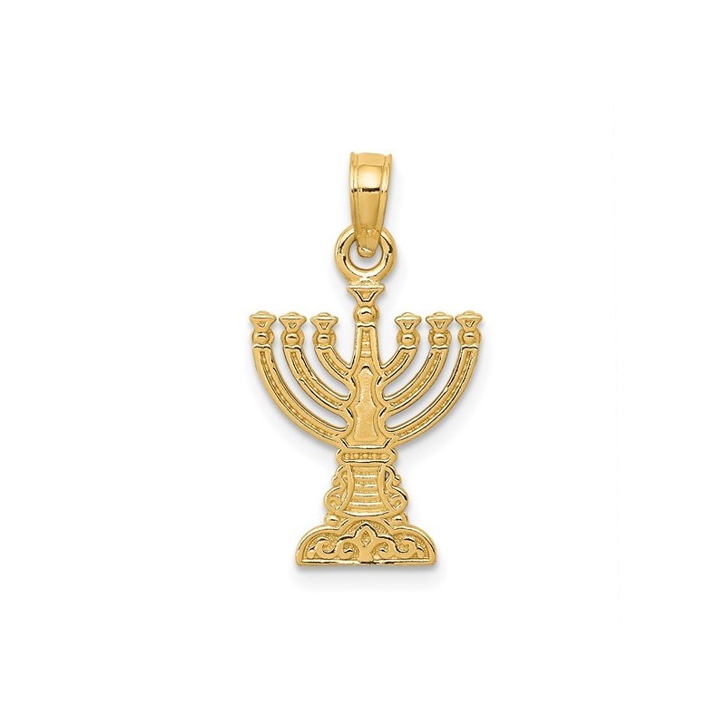 14k Yellow Gold Decorative Menorah Pendant | Jewelry | Judaica