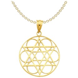 14k Yellow Gold Star of David Circle Pendant | Jewelry | Judaica