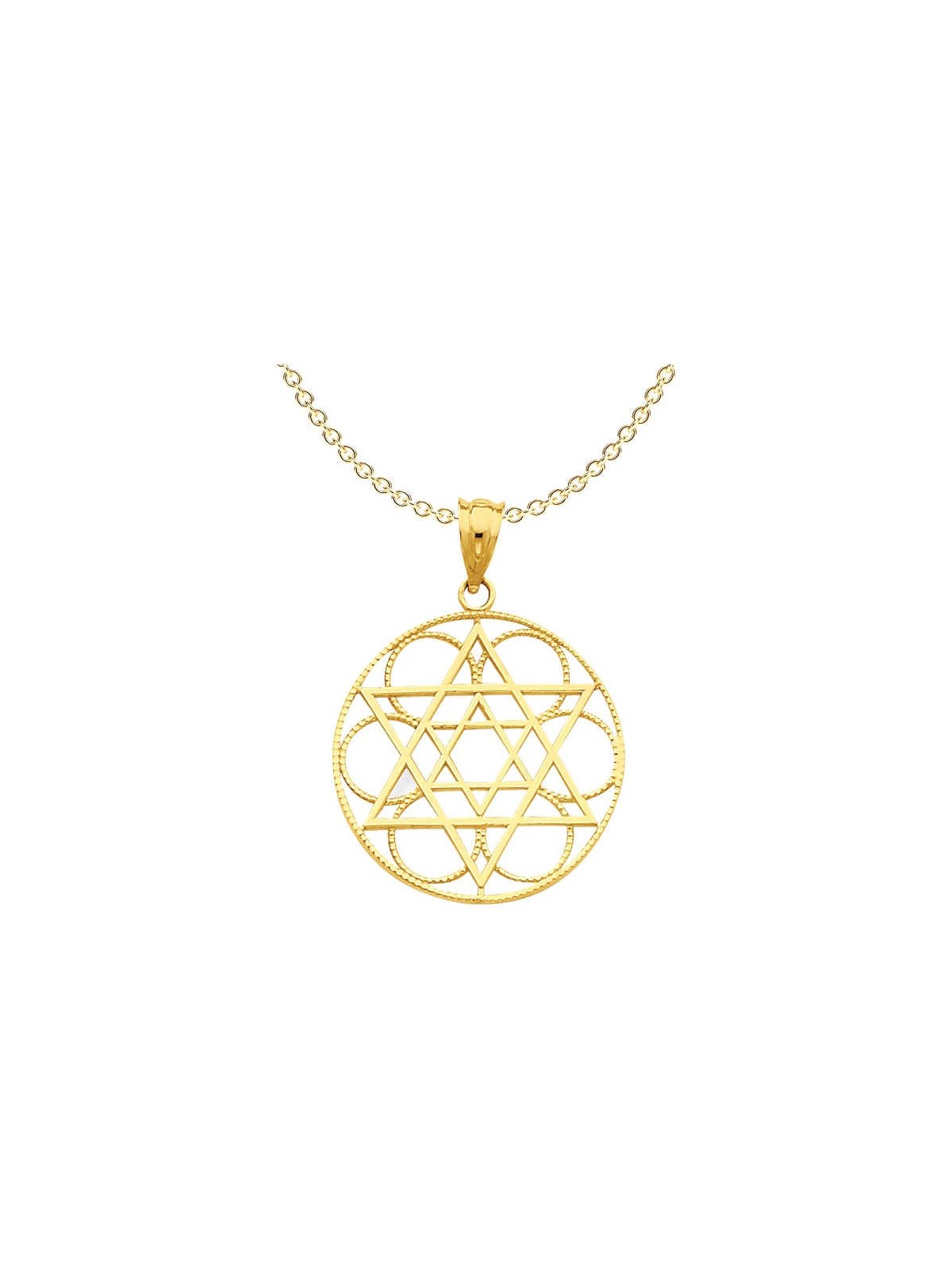 14k Yellow Gold Star of David Circle Pendant | Jewelry | Judaica