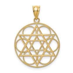 14k Yellow Gold Star of David Circle Pendant | Jewelry | Judaica