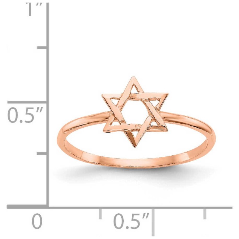 14k Rose Gold Polished Star of David Ring - Size 7 | Jewelry | Judaica