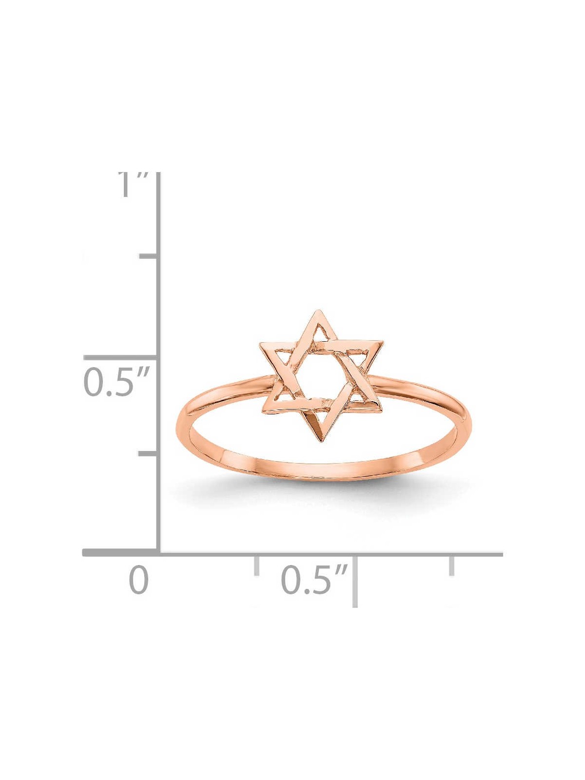 14k Rose Gold Polished Star of David Ring - Size 7 | Jewelry | Judaica