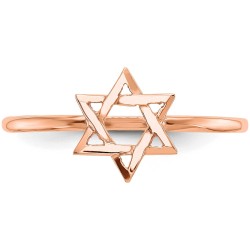 14k Rose Gold Polished Star of David Ring - Size 7 | Jewelry | Judaica