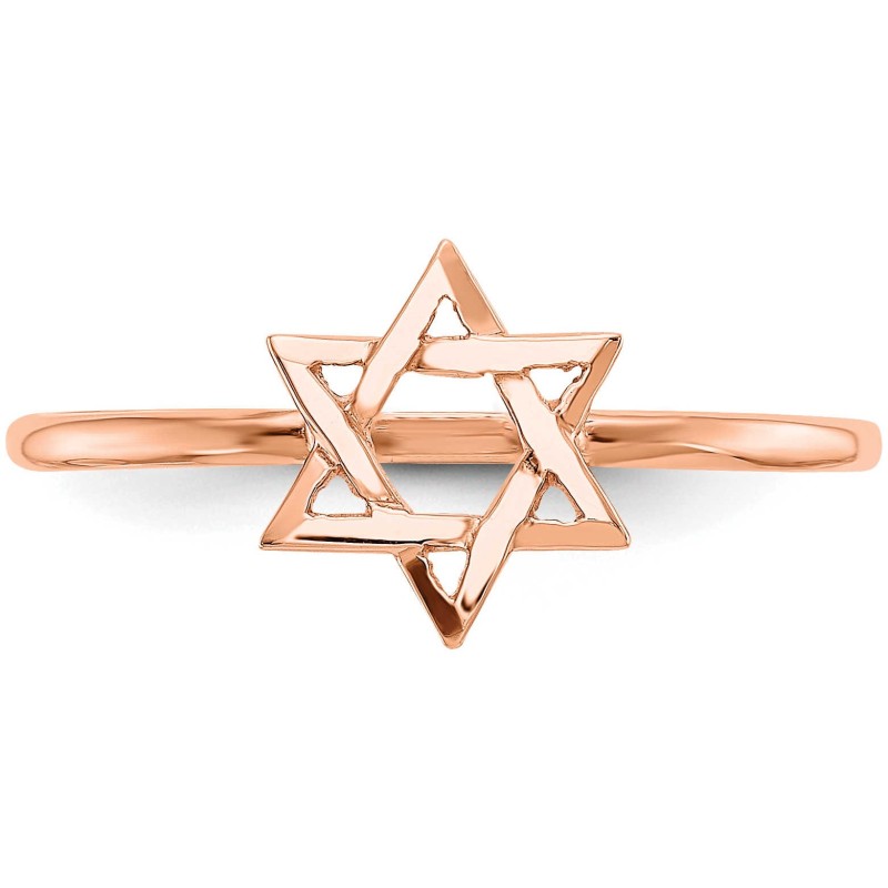 14k Rose Gold Polished Star of David Ring - Size 7 | Jewelry | Judaica