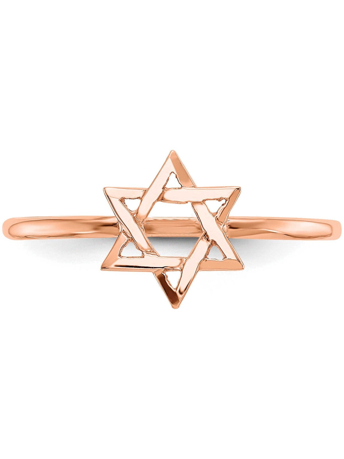 14k Rose Gold Polished Star of David Ring - Size 7 | Jewelry | Judaica