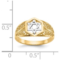 14k Two-Tone Gold Polished Star of David Ring - Si | Jewelry | Judaica
