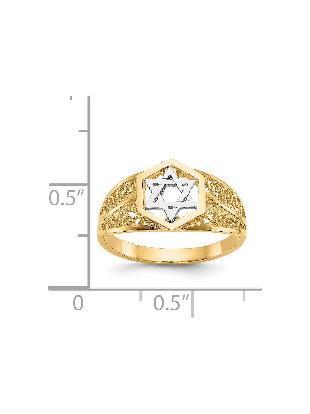 14k Two-Tone Gold Polished Star of David Ring - Si | Jewelry | Judaica
