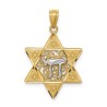 Two-Tone Gold Polished Star of David with Chai Pen | Jewelry | Judaica