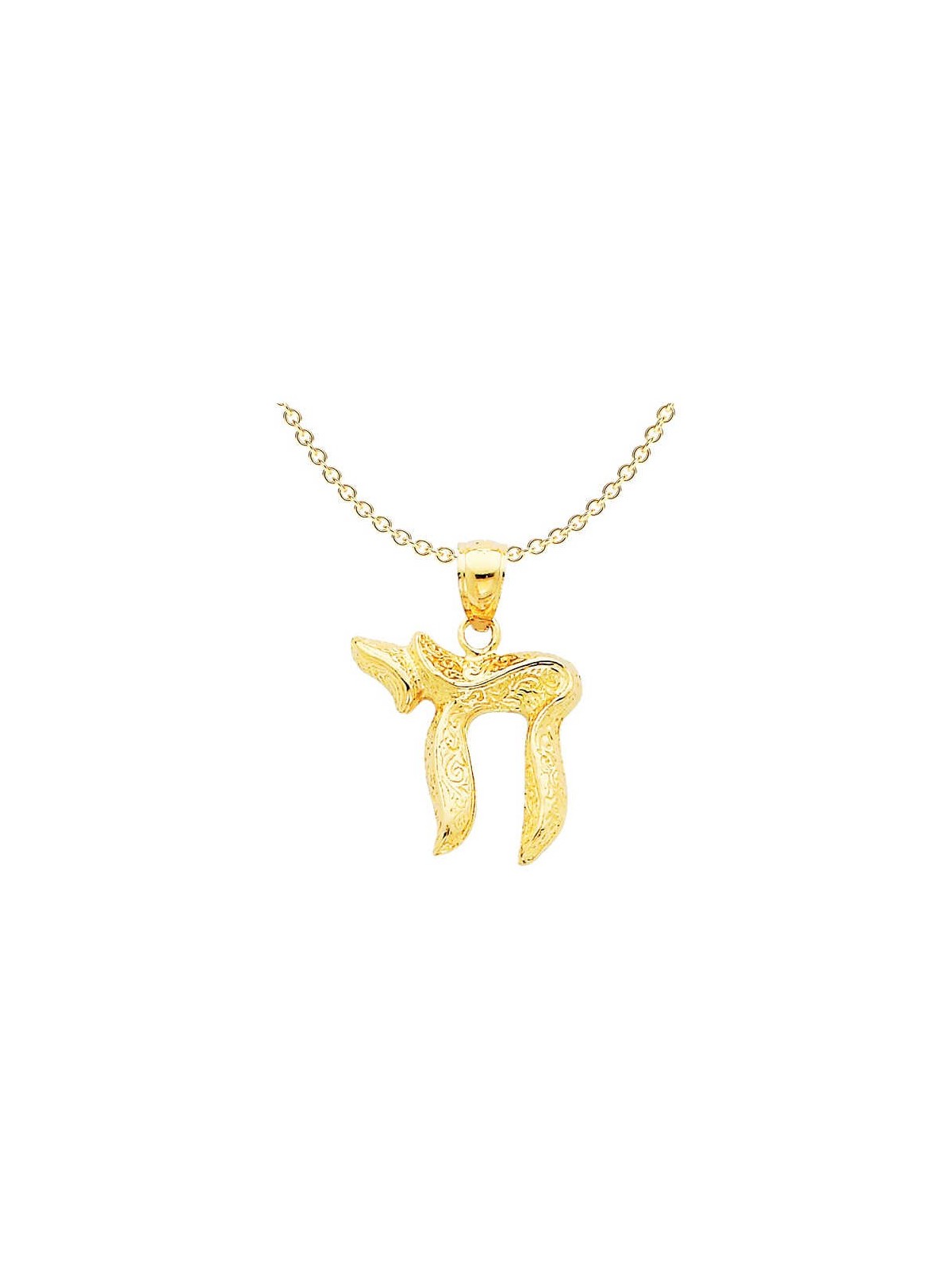14k Yellow Gold Filigree Chai Pendant | Jewelry | Judaica