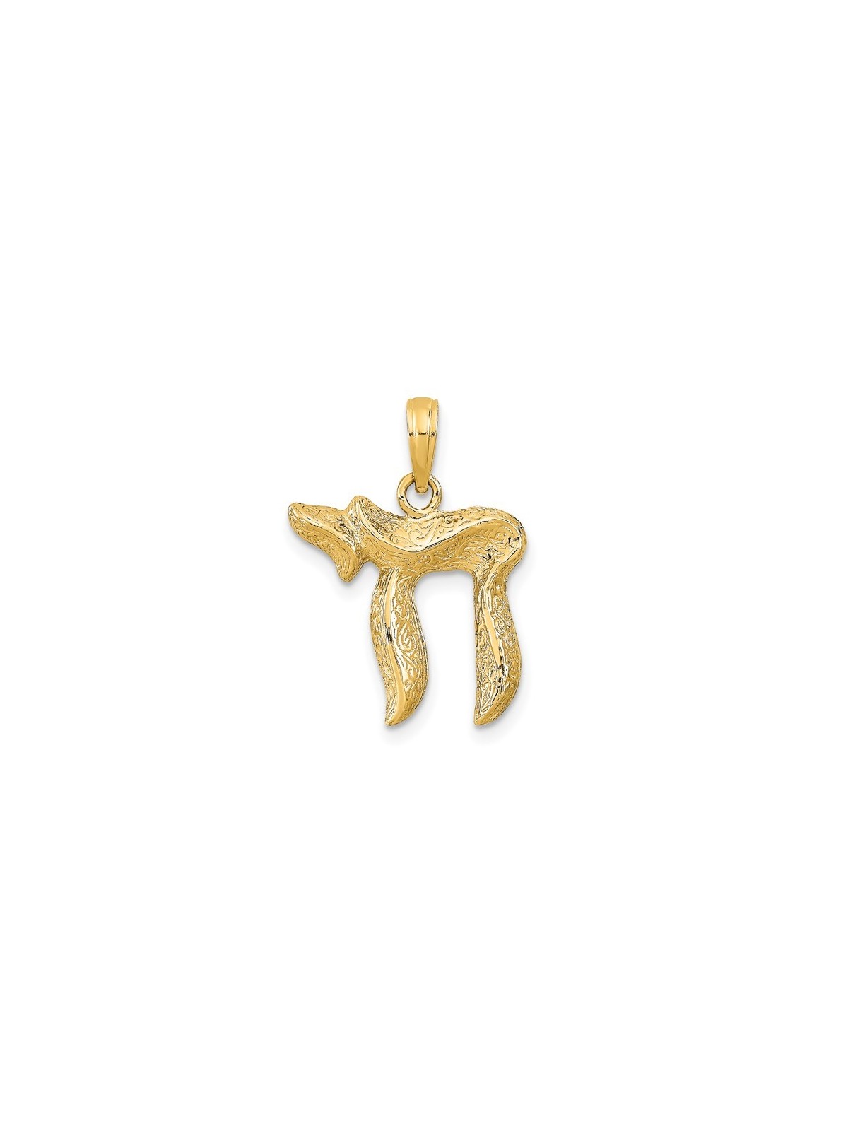14k Yellow Gold Filigree Chai Pendant | Jewelry | Judaica