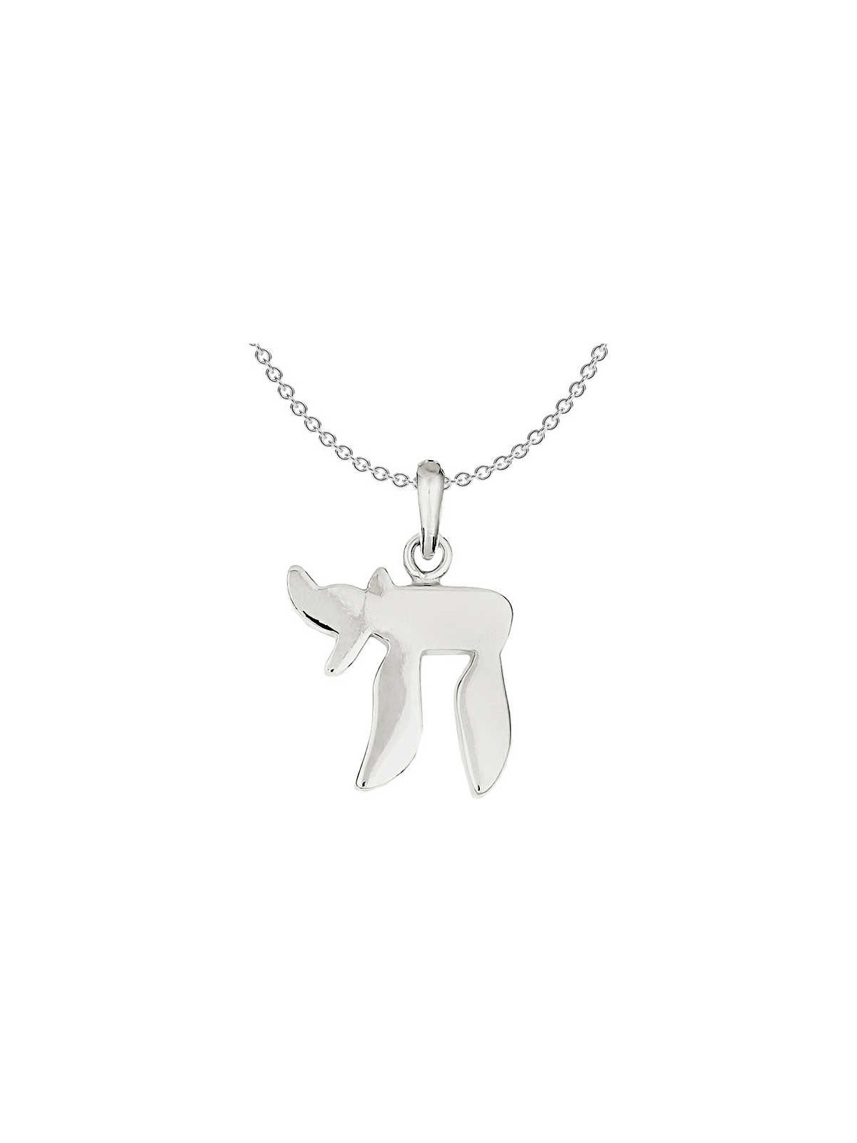 Sterling Silver Polished Chai Pendant | Jewelry | Judaica