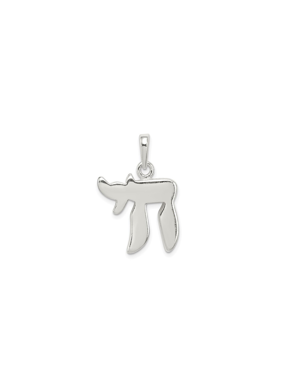 Sterling Silver Polished Chai Pendant | Jewelry | Judaica