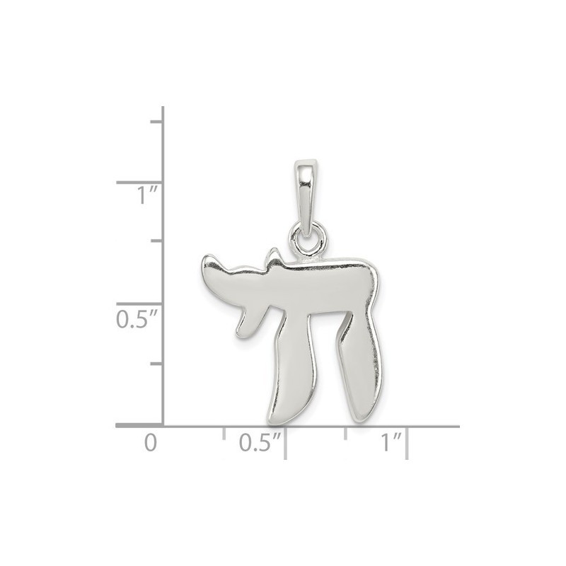 Sterling Silver Polished Chai Pendant | Jewelry | Judaica