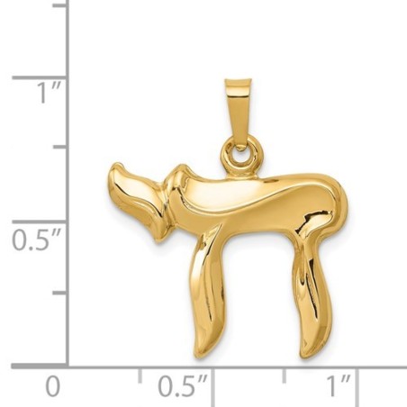 14k Yellow Gold Curved Chai Pendant | Jewelry | Judaica
