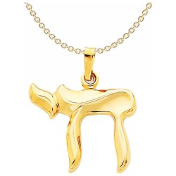 14k Yellow Gold Curved Chai Pendant | Jewelry | Judaica