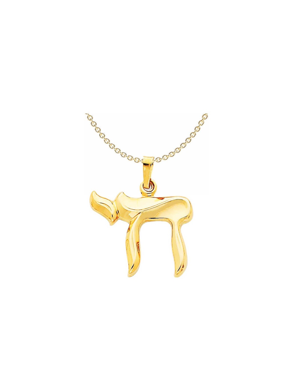 14k Yellow Gold Curved Chai Pendant | Jewelry | Judaica