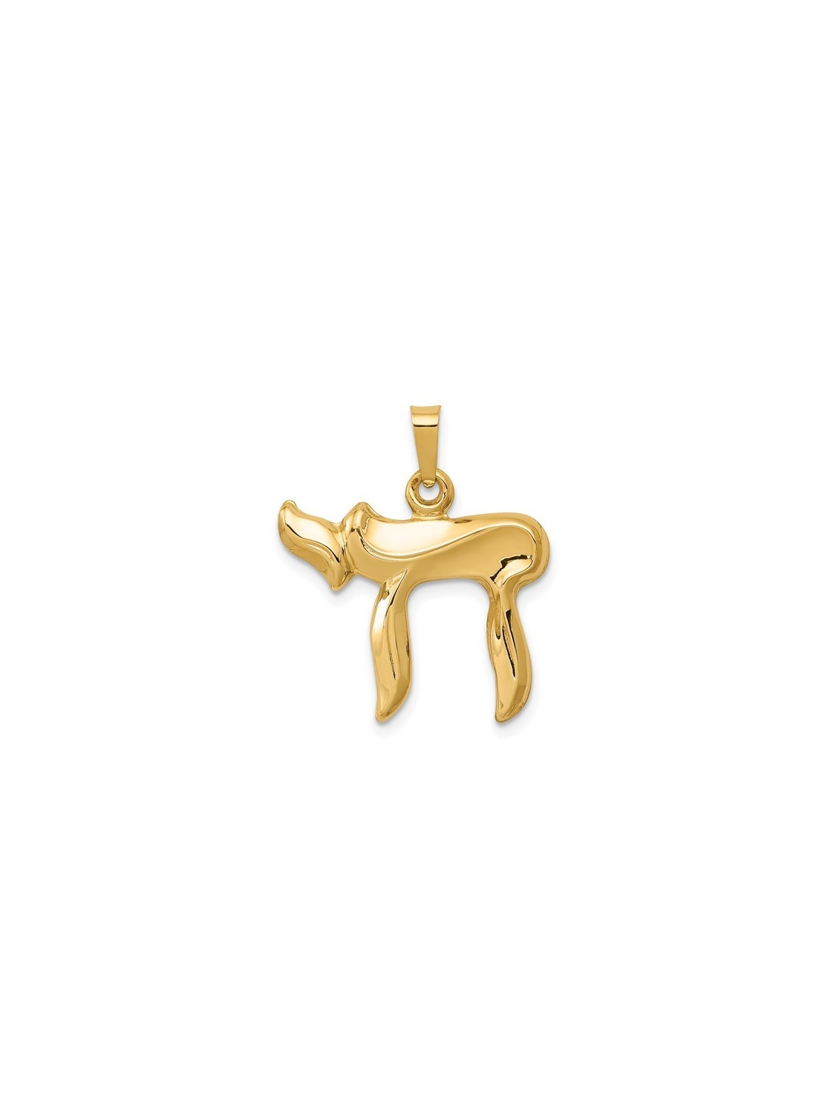 14k Yellow Gold Curved Chai Pendant | Jewelry | Judaica