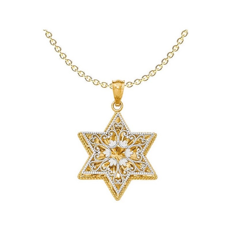 14k Two-Tone Gold Reversible Filigree Star of Davi | Jewelry | Judaica