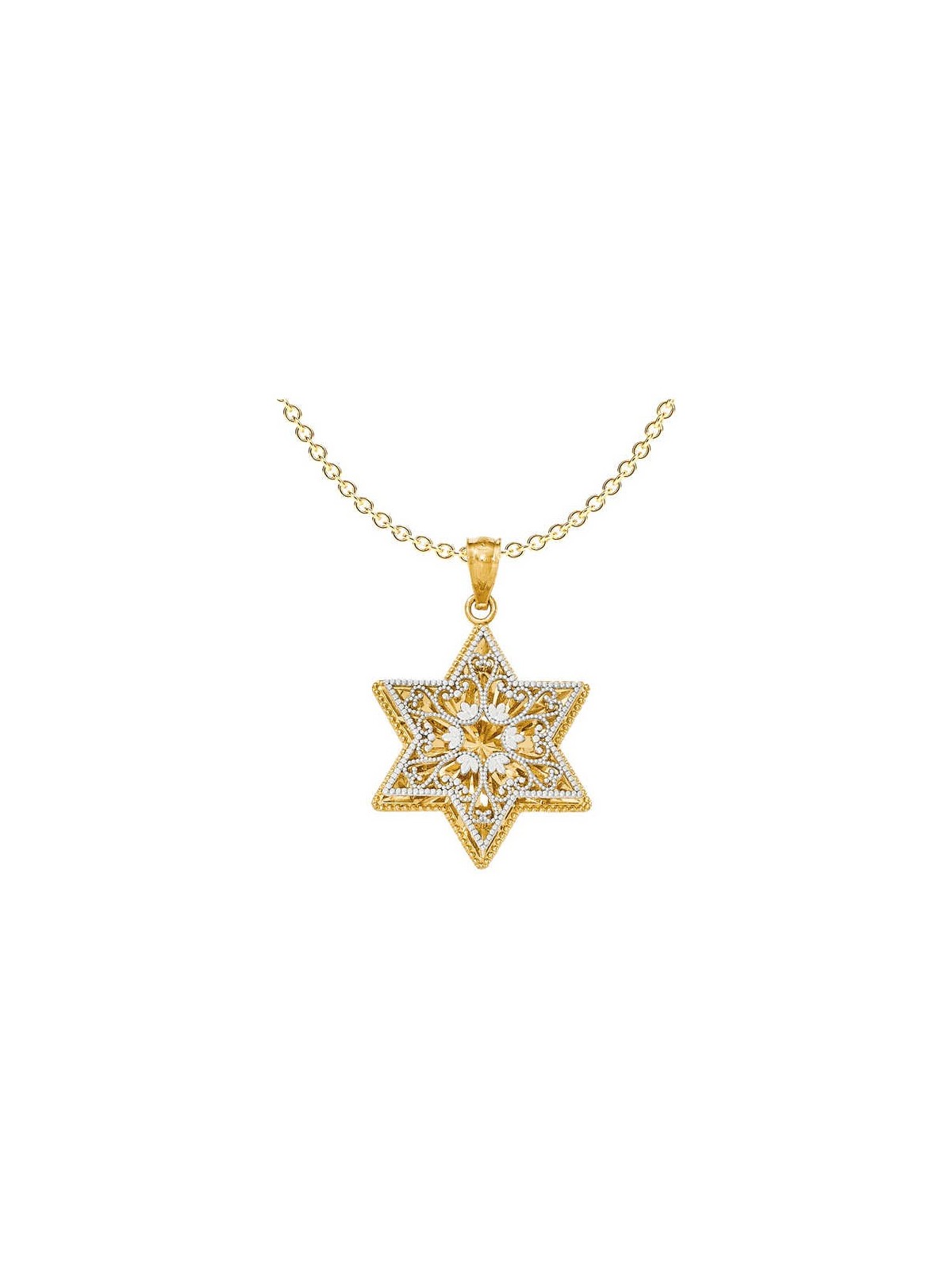 14k Two-Tone Gold Reversible Filigree Star of Davi | Jewelry | Judaica