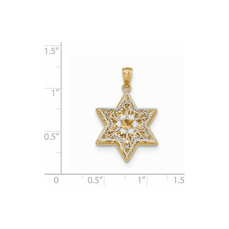 14k Two-Tone Gold Reversible Filigree Star of Davi | Jewelry | Judaica