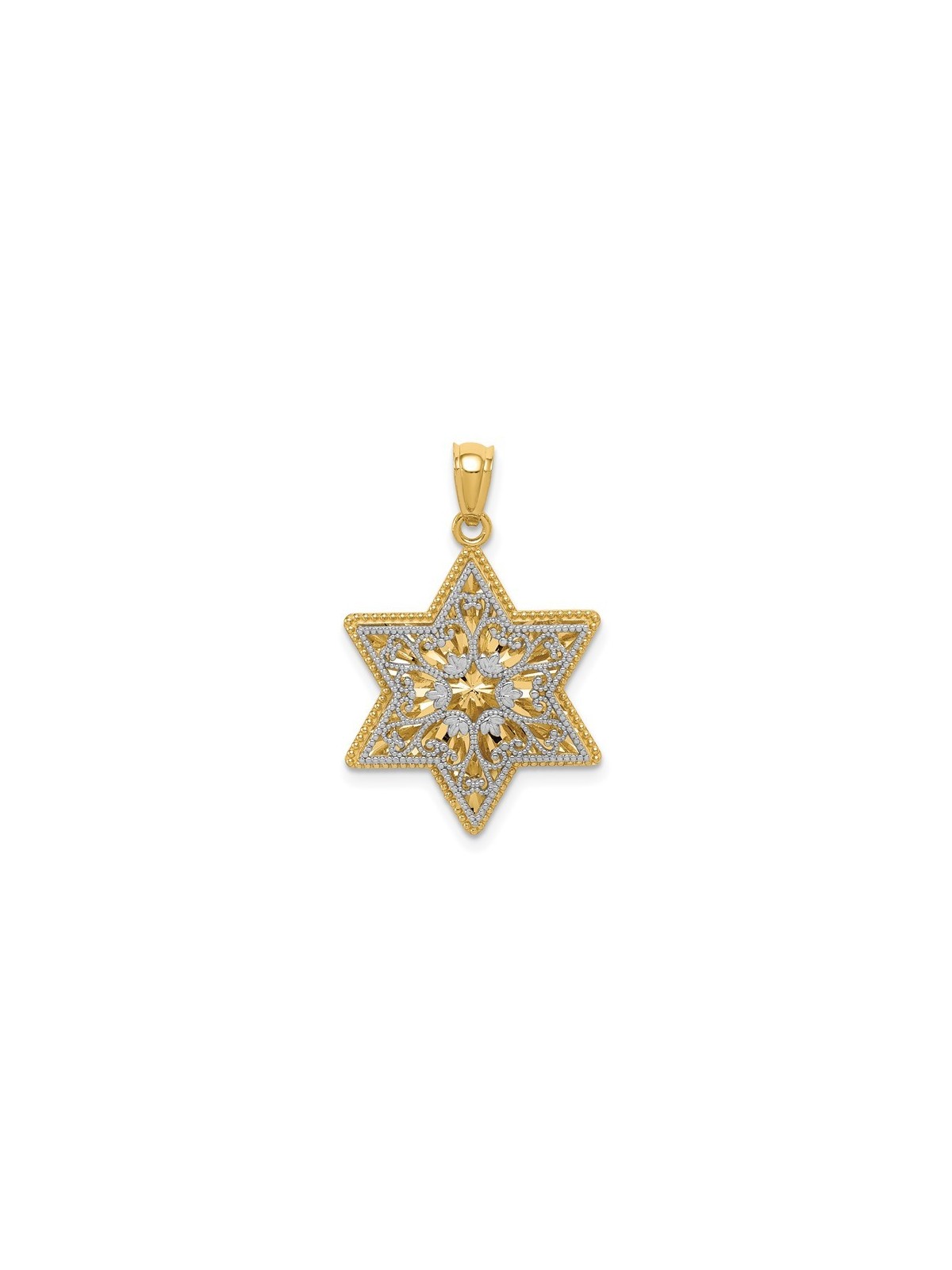 14k Two-Tone Gold Reversible Filigree Star of Davi | Jewelry | Judaica