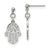 Polished Stainless Steel Hamsa Dangle Earrings | Jewelry | Judaica