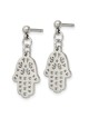 Polished Stainless Steel Hamsa Dangle Earrings | Jewelry | Judaica