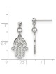 Polished Stainless Steel Hamsa Dangle Earrings | Jewelry | Judaica