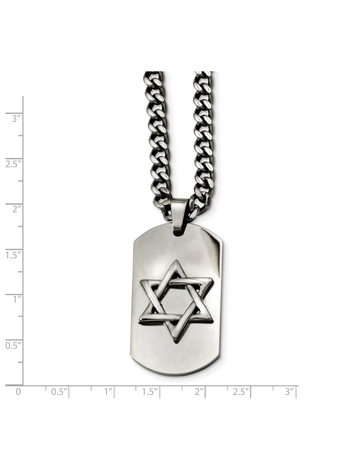 Stainless Steel Polished Dog Tag Star of David Pen | Jewelry | Judaica