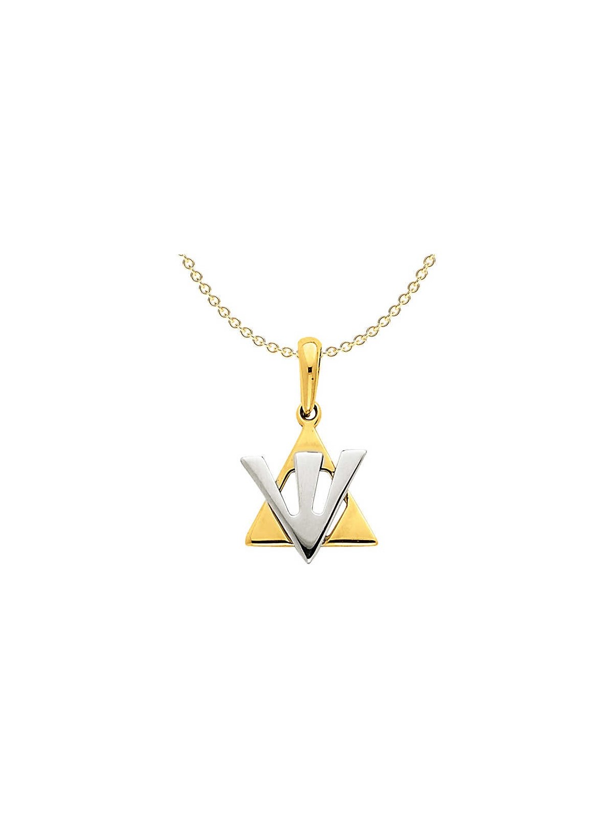 14K Two-Tone Gold Star of David Shin Pendant | Jewelry | Judaica