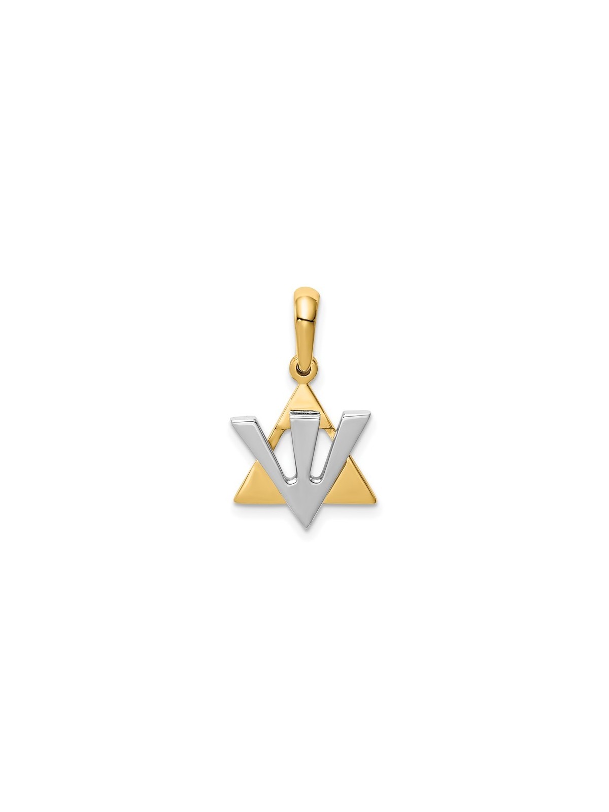 14K Two-Tone Gold Star of David Shin Pendant | Jewelry | Judaica