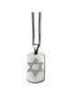 Stainless Steel Star of David CZ Dog Tag Polished  | Jewelry | Judaica