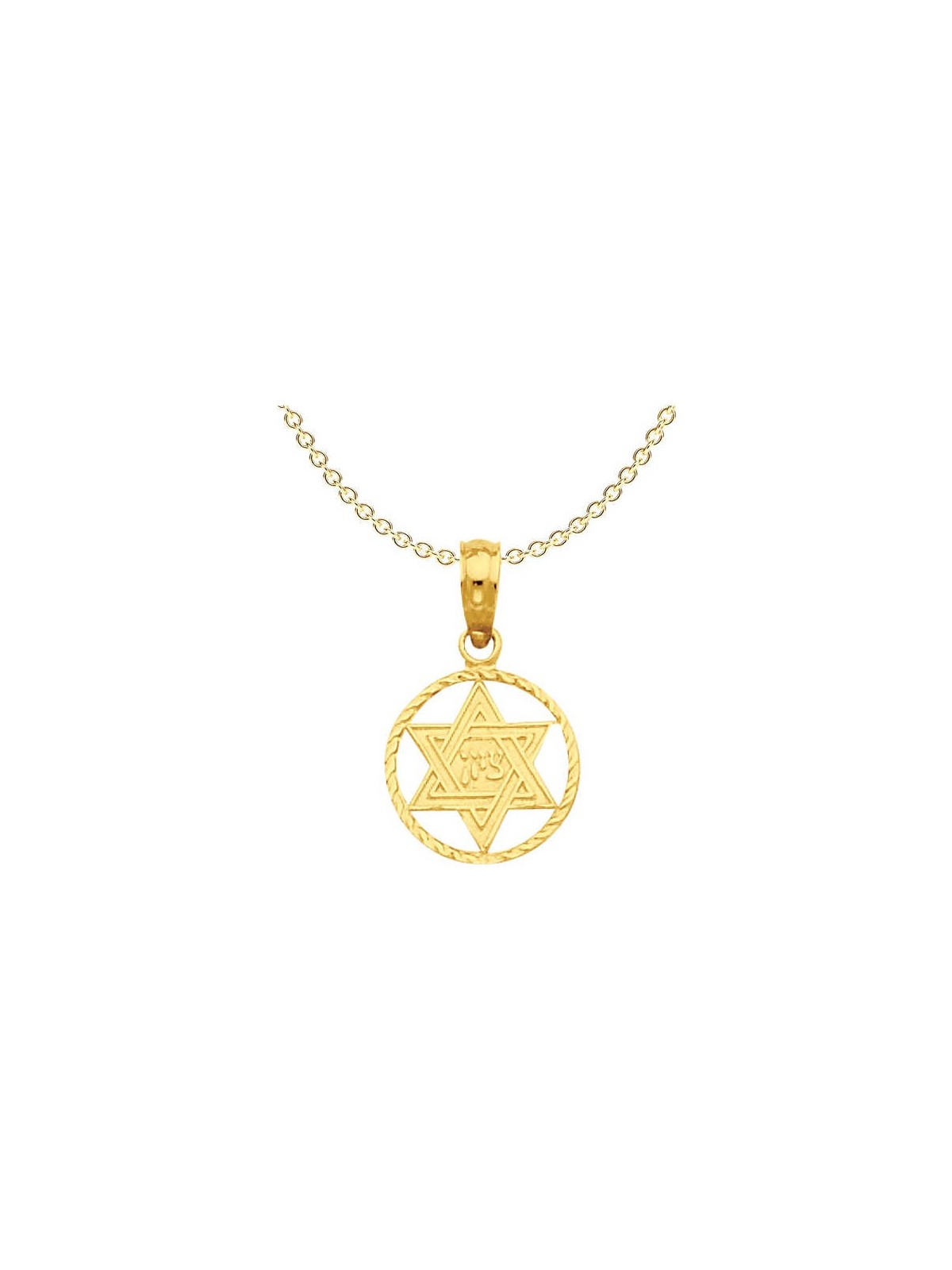 14k Yellow Gold Star of David Zion Circle Frame Pe | Jewelry | Judaica
