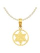 14k Yellow Gold Star of David Zion Circle Frame Pe | Jewelry | Judaica