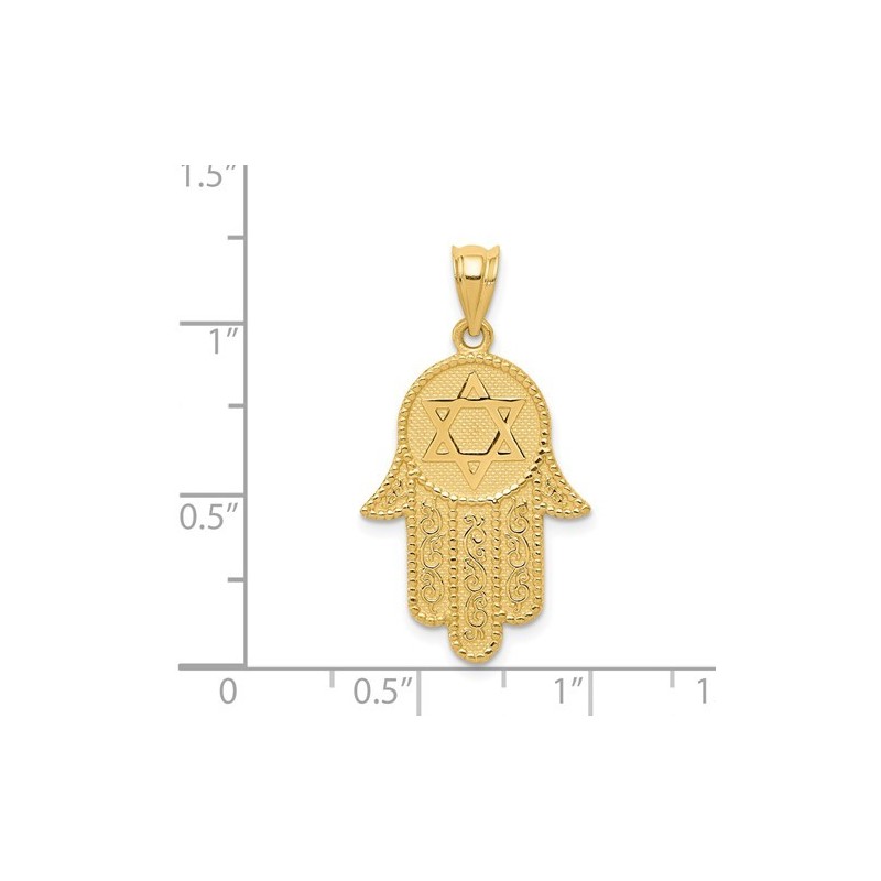 14k Yellow Gold Hamsa with Star of David Pendant | Jewelry | Judaica