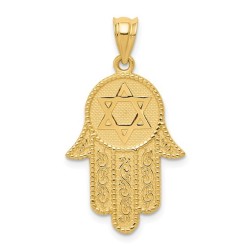 14k Yellow Gold Hamsa with Star of David Pendant | Jewelry | Judaica