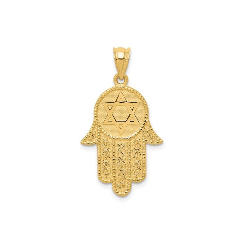 14k Yellow Gold Hamsa with Star of David Pendant | Jewelry | Judaica