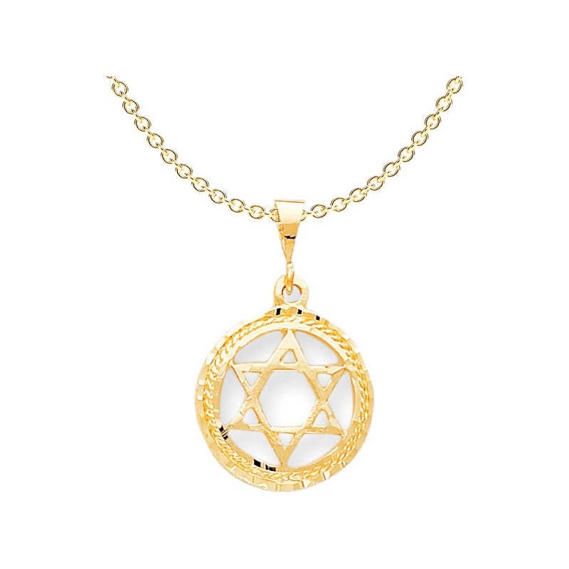10k Polished Yellow Gold Star of David Circle Pend | Jewelry | Judaica