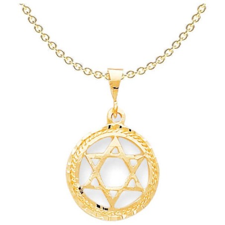 10k Polished Yellow Gold Star of David Circle Pend | Jewelry | Judaica