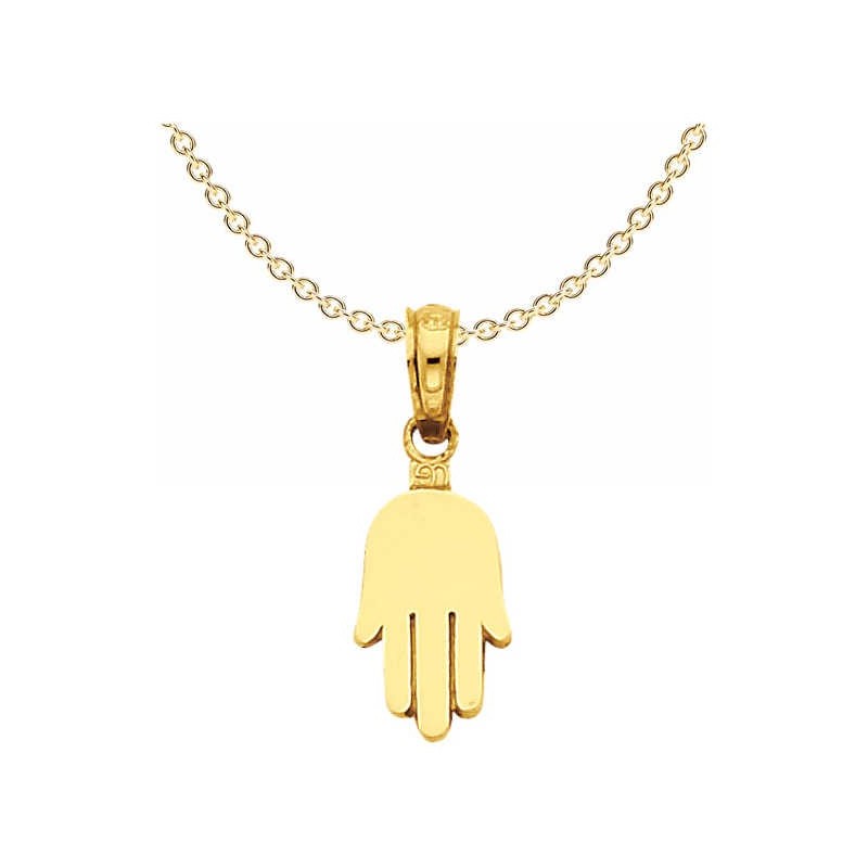 Small 14K Solid Yellow Gold Contemporary Hamsa Pen | Jewelry | Judaica