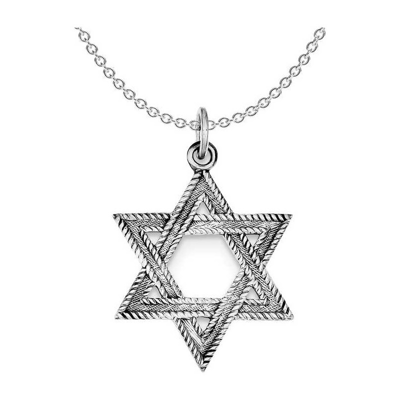 Sterling Silver Textured Antiqued Star of David Pe | Jewelry | Judaica