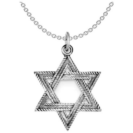 Sterling Silver Textured Antiqued Star of David Pe | Jewelry | Judaica