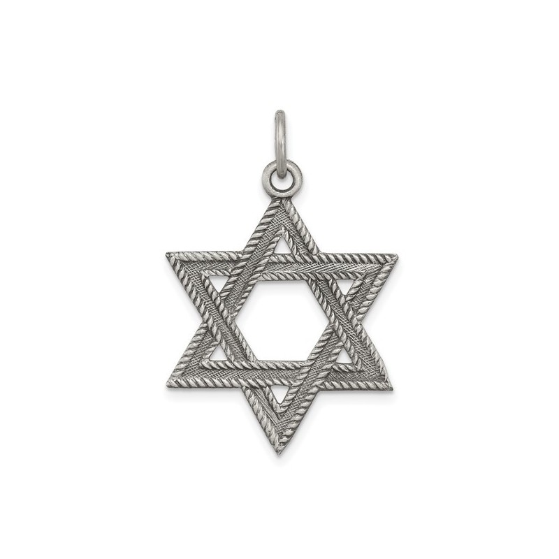 Sterling Silver Textured Antiqued Star of David Pe | Jewelry | Judaica