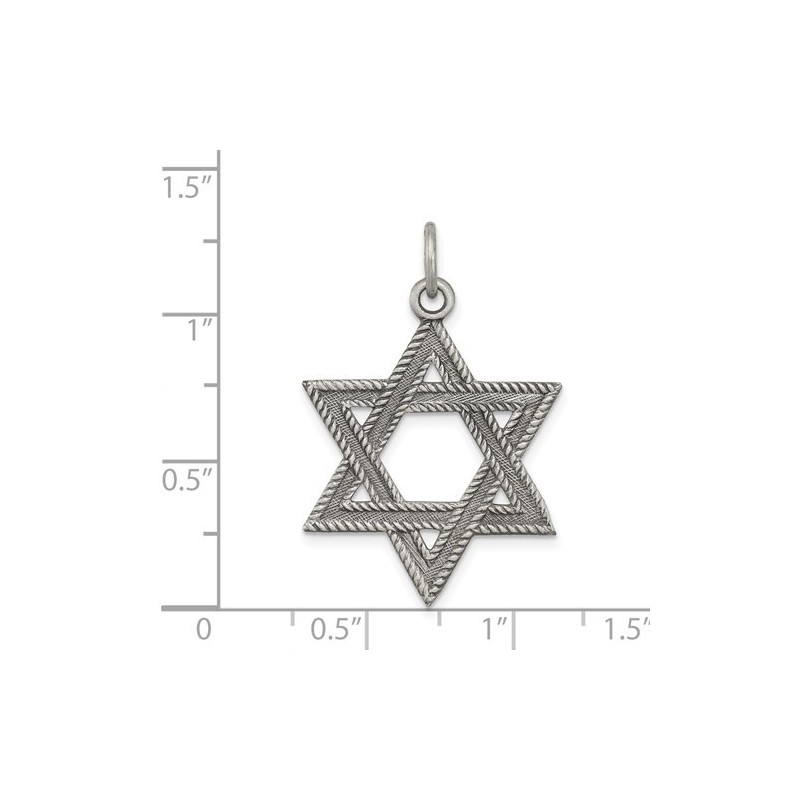 Sterling Silver Textured Antiqued Star of David Pe | Jewelry | Judaica