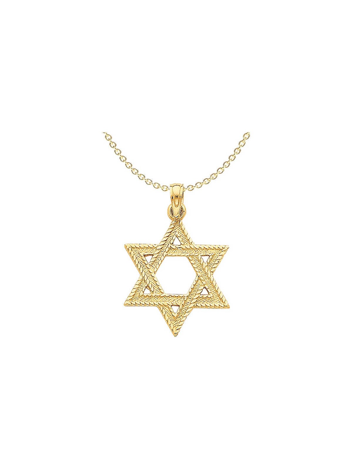 14k Yellow Gold Rope Textured Star of David Pendan | Jewelry | Judaica