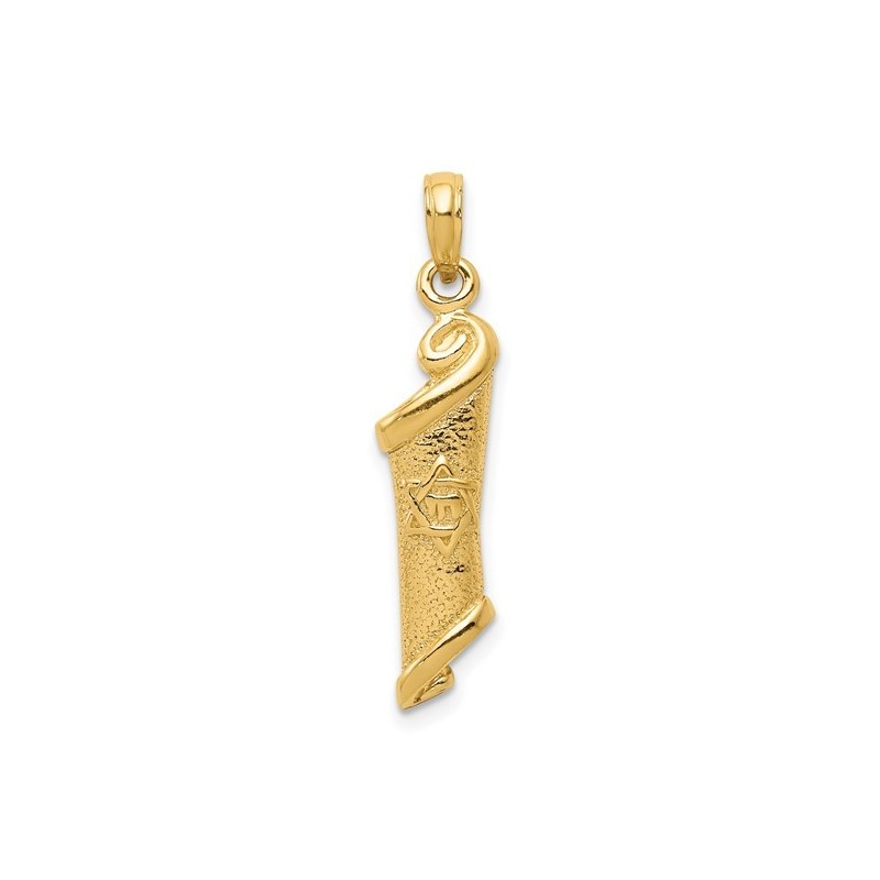 14k Yellow Gold Chai Star of David Torah Scroll Pe | Jewelry | Judaica