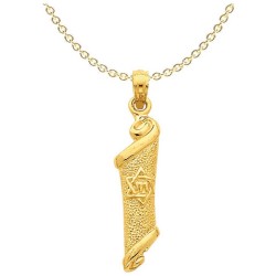 14k Yellow Gold Chai Star of David Torah Scroll Pe | Jewelry | Judaica