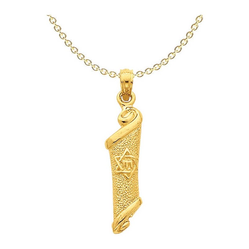 14k Yellow Gold Chai Star of David Torah Scroll Pe | Jewelry | Judaica